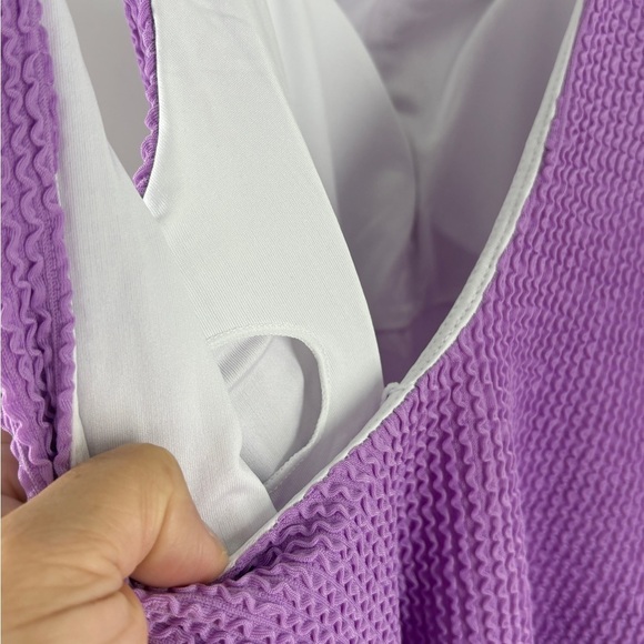 ANRABESS Womens  Swimsuit Purple Summer Sq Neck -Full Coverage Textured-Medium - Picture 7 of 9